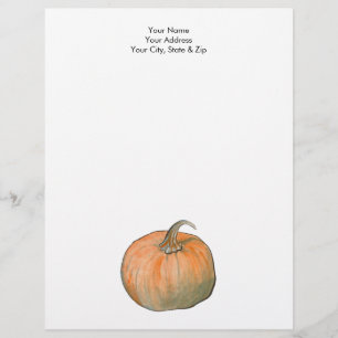 Watercolor Pumpkin Custom Letterhead