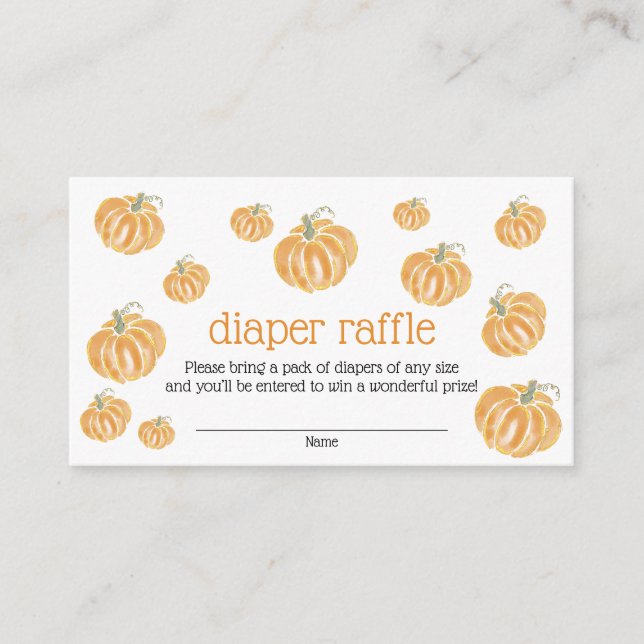 Watercolor Pumpkin Diaper Raffle Ticket Enclosure Card (Front)