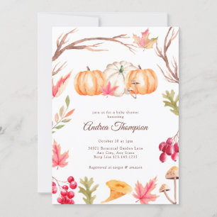 Watercolor Pumpkin Fall   Autumn Baby Shower Invitation
