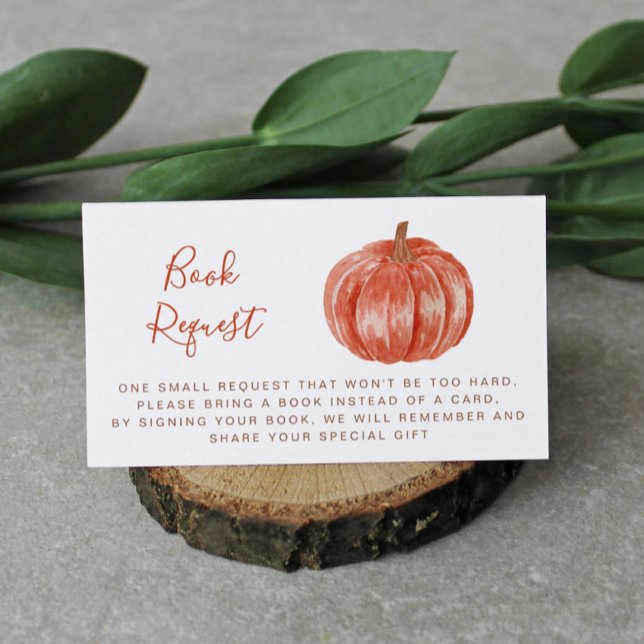 Watercolor Pumpkin Fall Baby Shower Book Request   Enclosure Card (Creator Uploaded)
