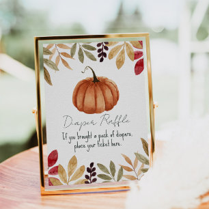 Watercolor Pumpkin Fall Baby Shower Diaper Raffle  Poster