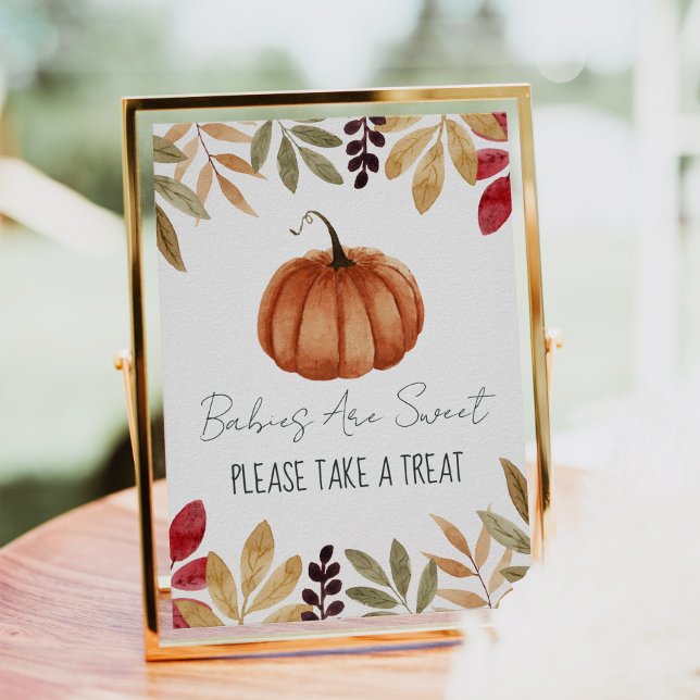 Watercolor Pumpkin Fall Baby Shower Sweets Sign  (Creator Uploaded)