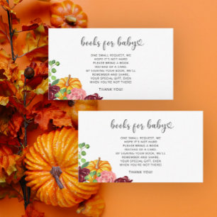 Watercolor pumpkin fall books for baby ticket enclosure card