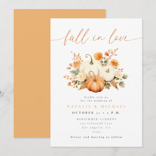 Watercolor Pumpkin Fall in Love Wedding Invitation