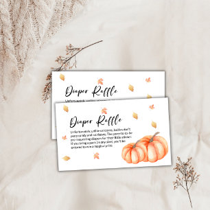 Watercolor Pumpkin Fall Leaves Diaper Raffle  Enclosure Card