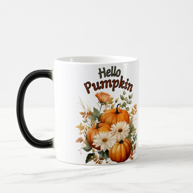 Watercolor Pumpkin Fall Leaves  Magic Mug (Left)