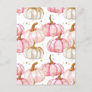 watercolor pumpkin fall pattern  postcard