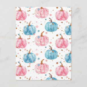 watercolor pumpkin fall pattern  postcard