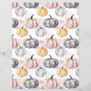 watercolor pumpkin fall pattern scrapbook paper