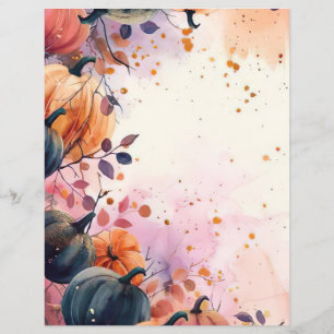 watercolor pumpkin fall pattern scrapbook paper