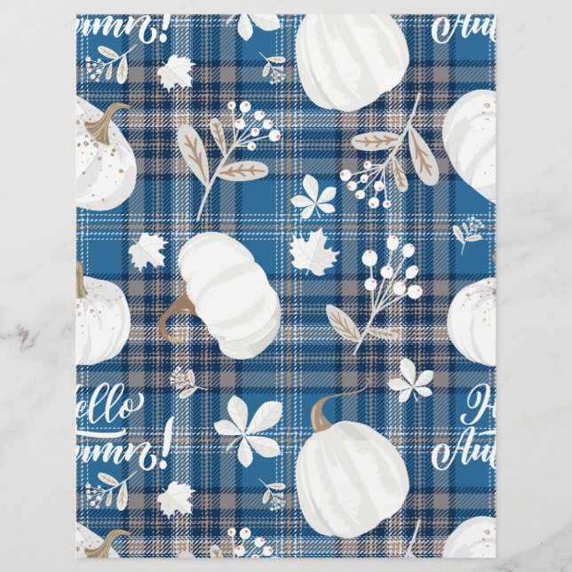 watercolor pumpkin fall pattern scrapbook paper (Front)