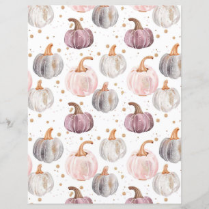 watercolor pumpkin fall pattern scrapbook paper