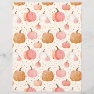 watercolor pumpkin fall pattern scrapbook paper