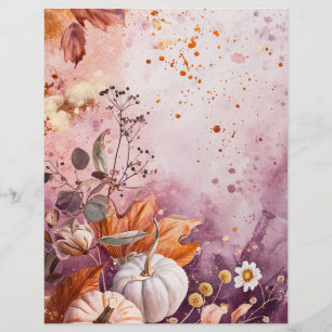 watercolor pumpkin fall pattern scrapbook paper