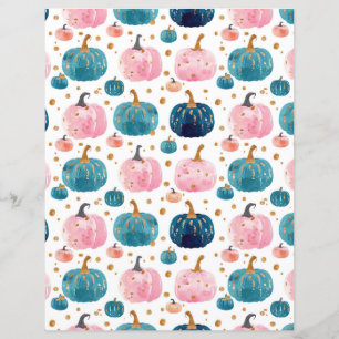 watercolor pumpkin fall pattern scrapbook paper