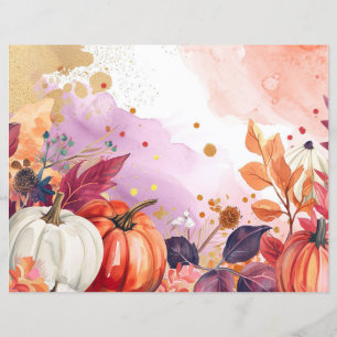 watercolor pumpkin fall pattern scrapbook paper