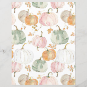 watercolor pumpkin fall pattern scrapbook paper