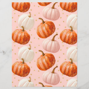 watercolor pumpkin fall pattern scrapbook paper