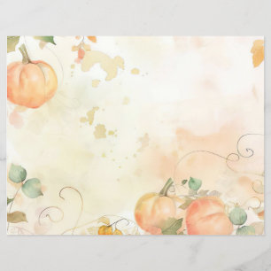 watercolor pumpkin fall pattern scrapbook paper