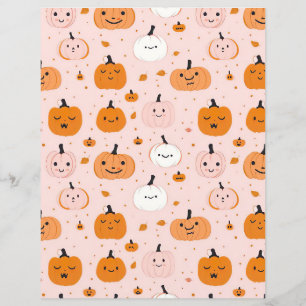 watercolor pumpkin fall pattern scrapbook paper