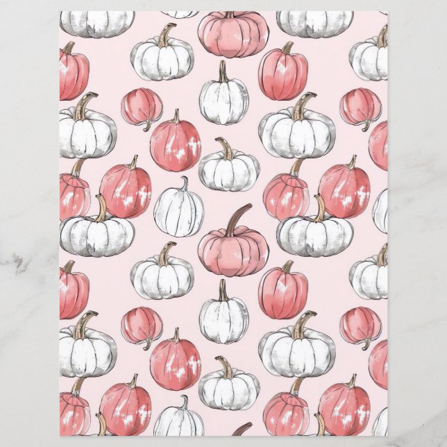 watercolor pumpkin fall pattern scrapbook paper (Front)