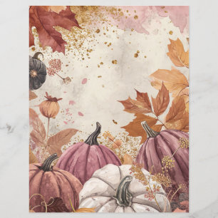 watercolor pumpkin fall pattern scrapbook paper