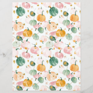watercolor pumpkin fall pattern scrapbook paper