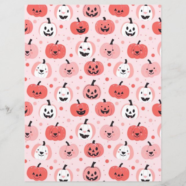 watercolor pumpkin fall pattern scrapbook paper (Front)