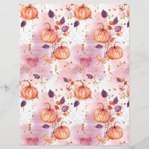watercolor pumpkin fall pattern scrapbook paper
