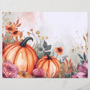 watercolor pumpkin fall pattern scrapbook paper