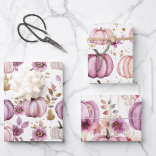 Watercolor Pumpkin Fall Pattern Wrapping Paper Sheet