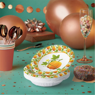 Watercolor Pumpkin Fall Season / Thanksgiving Paper Plate