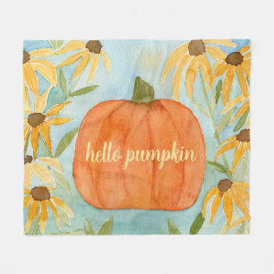 Watercolor Pumpkin Fleece Blanket