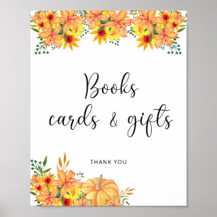 Watercolor pumpkin floral books cards and gifts poster