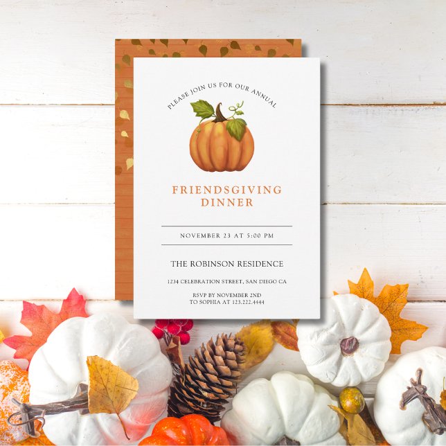 Watercolor Pumpkin Friendsgiving Dinner Invitation (Creator Uploaded)