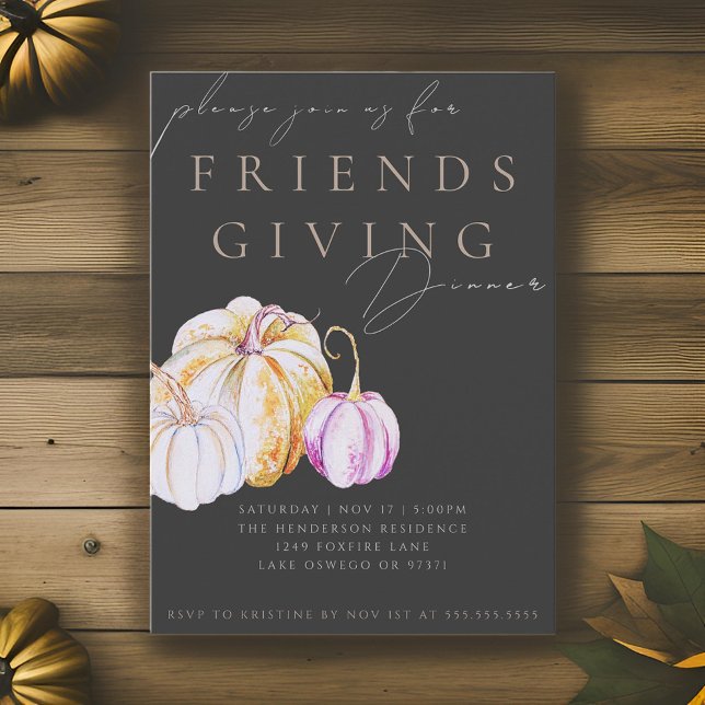 Watercolor Pumpkin Friendsgiving Dinner Invitation (Creator Uploaded)