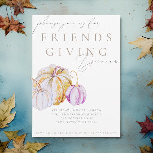 Watercolor Pumpkin Friendsgiving Dinner Invitation