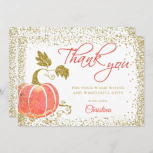 Watercolor Pumpkin Gold Glitter Fall Thank You