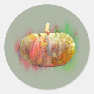 Watercolor Pumpkin Halloween Little Fall Season Classic Round Sticker