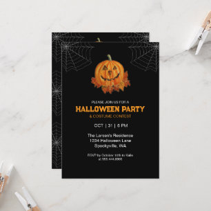 Watercolor Pumpkin Halloween Party Invitation