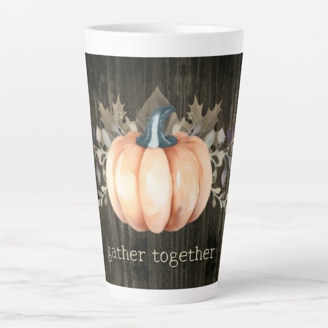 Watercolor Pumpkin Latte Mug (Front)