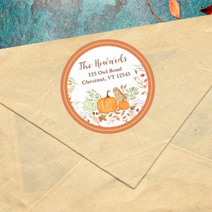 Watercolor Pumpkin & Owl In Autumn Classic Round Sticker