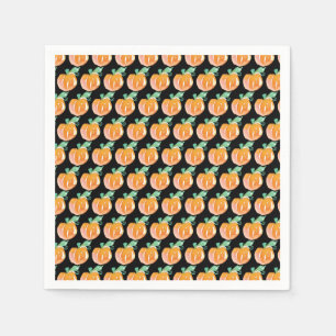 Watercolor Pumpkin Patch Painted Pattern Orange Pa Napkin