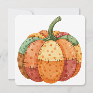 Watercolor pumpkin patches plaid thanksgiving card
