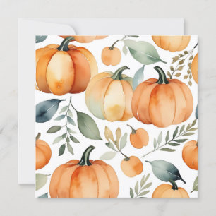 Watercolor Pumpkin Pattern Fall Background Invitation