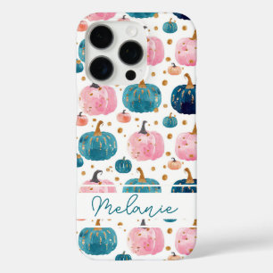 Watercolor Pumpkin pattern with name iPhone 16 Pro Case