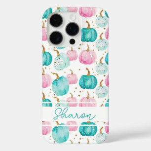 Watercolor Pumpkin pattern with name iPhone 16 Pro Case