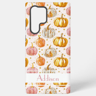Watercolor Pumpkin pattern with name Samsung Galaxy Case
