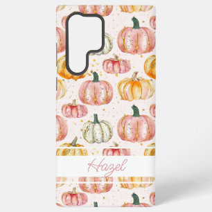 Watercolor Pumpkin pattern with name Samsung Galaxy Case