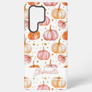 Watercolor Pumpkin pattern with name Samsung Galaxy Case